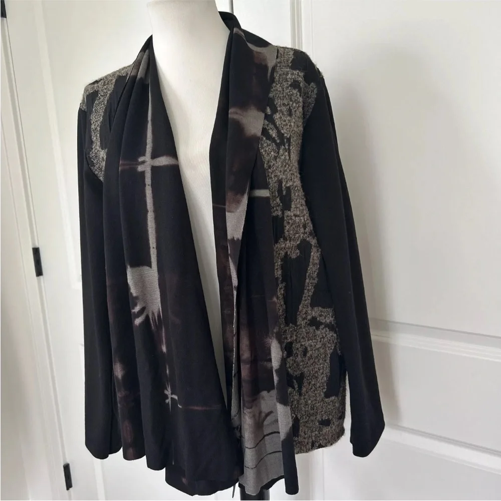 Amazing ART OF CLOTH size XL Wool Alpaca Blend Jacket w/ Hand Dyed Jersey Trim